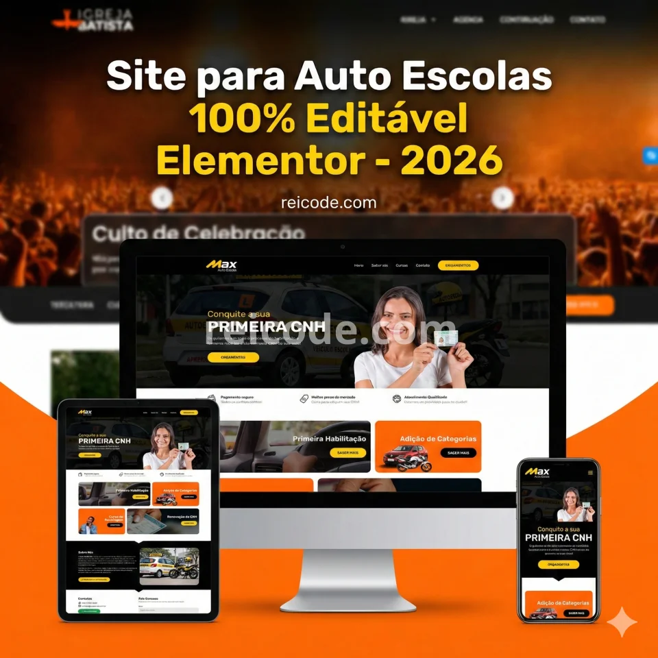 Site para Auto Escolas 100% Editável no Elementor