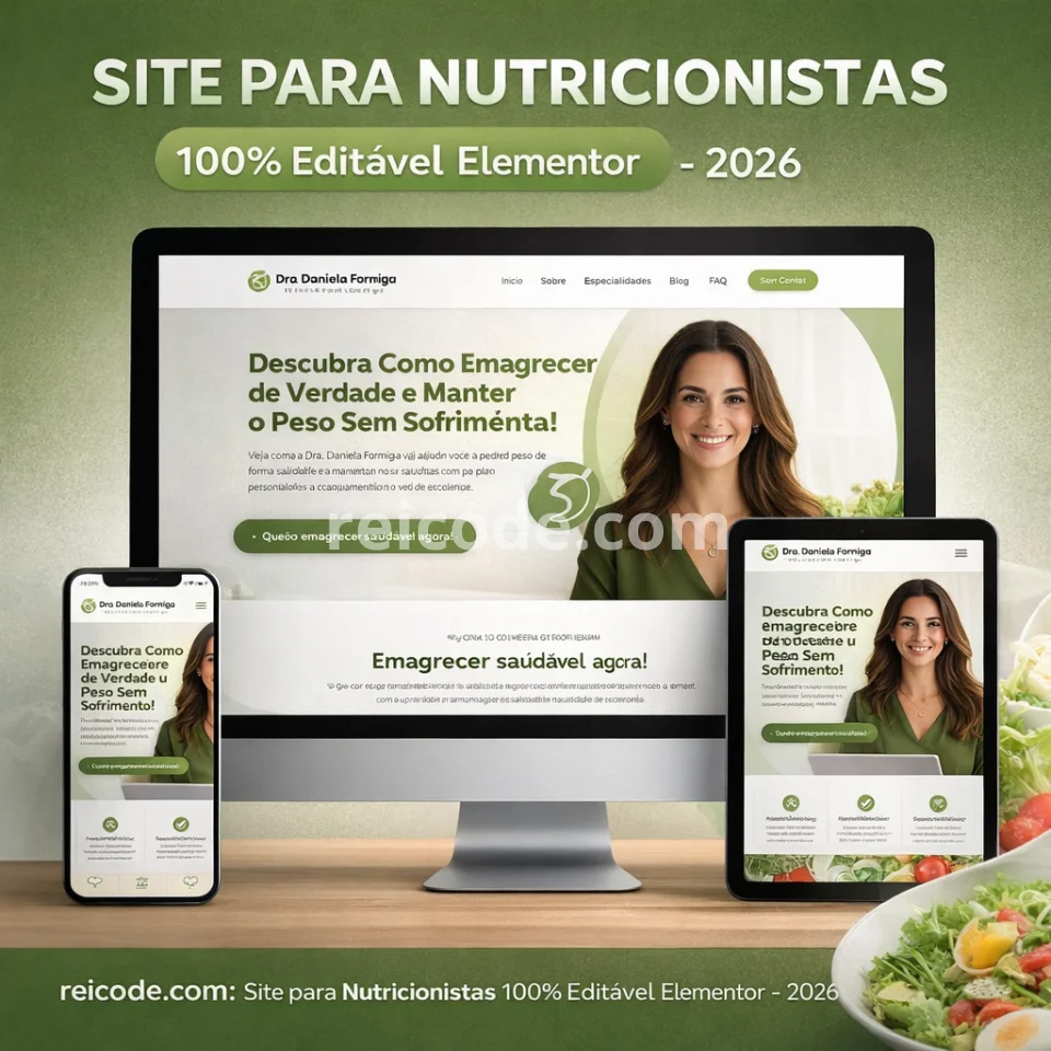 Site para Nutricionistas 100% Editável Elementor – 2026